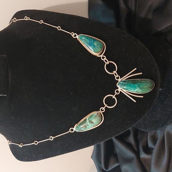 Source Unknown Jewelry Chrysocolla Stone Silver Necklace Poshmark